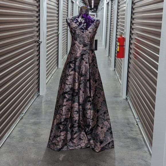 Aidan Mattox NWT Size 0 Pink Printed Sleeveles Full Length Dress Gown Prom - Picture 1 of 11